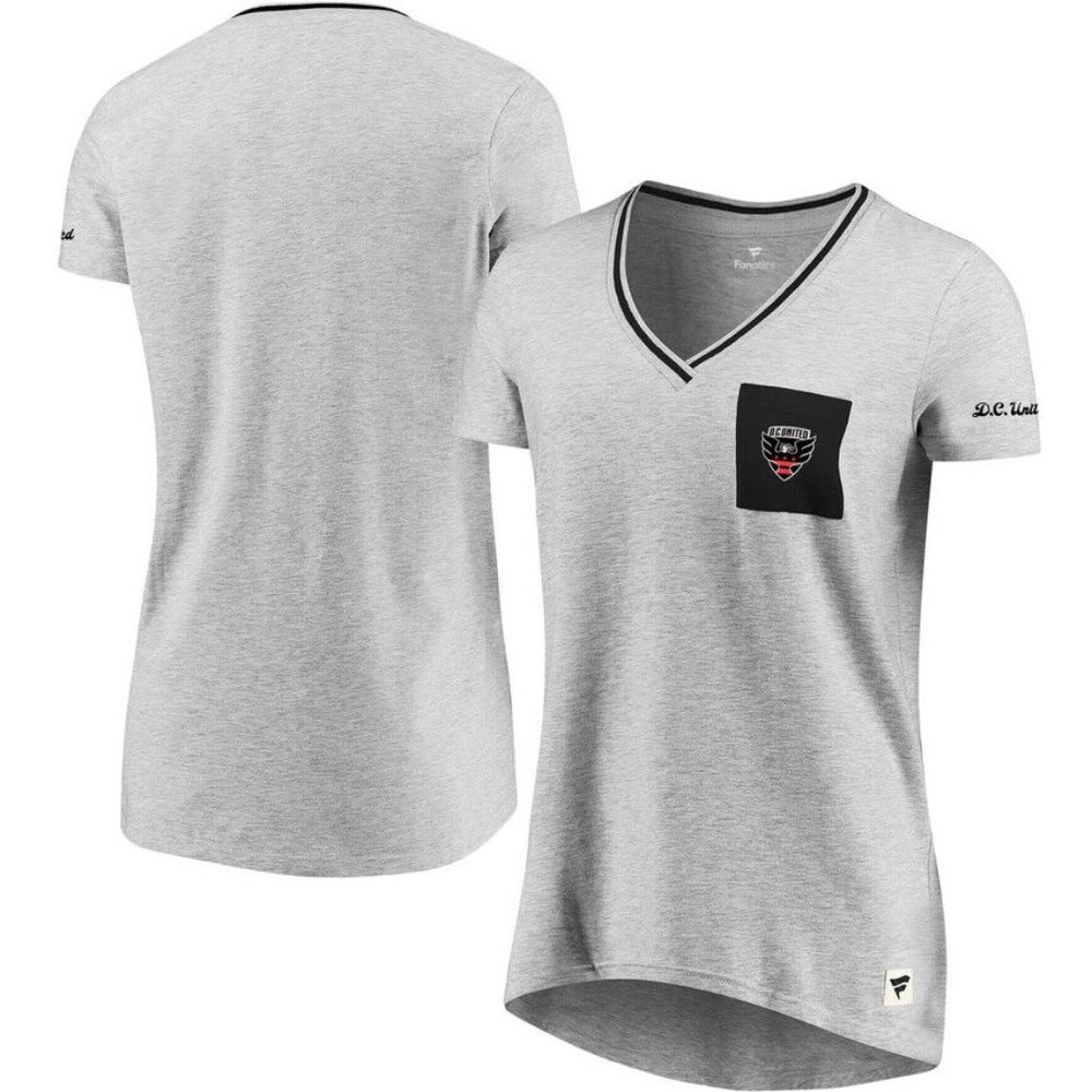 D.C. United Womens V-Neck Shirt Gray Size 2XL Heritage Pocket Tri-Blend T-Shirt